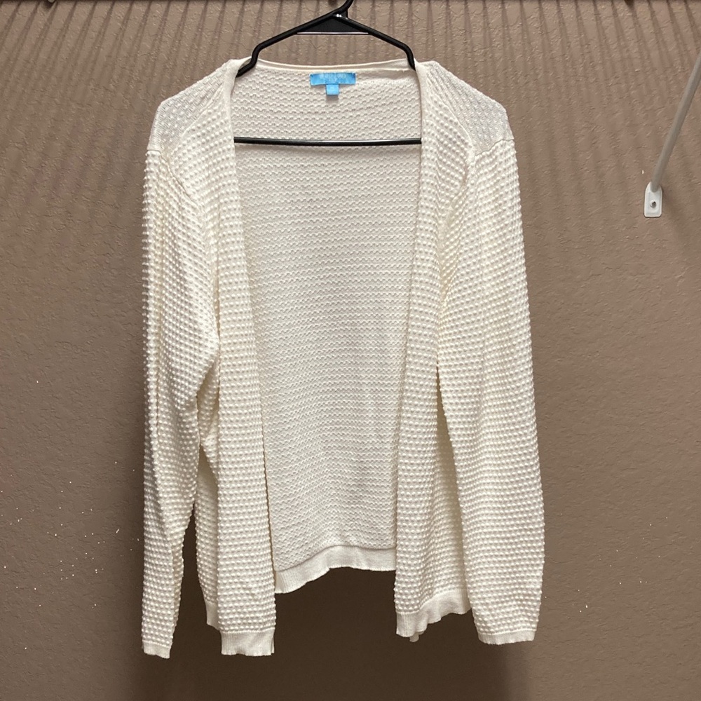 Draper James Cream Textured Knit Cardigan